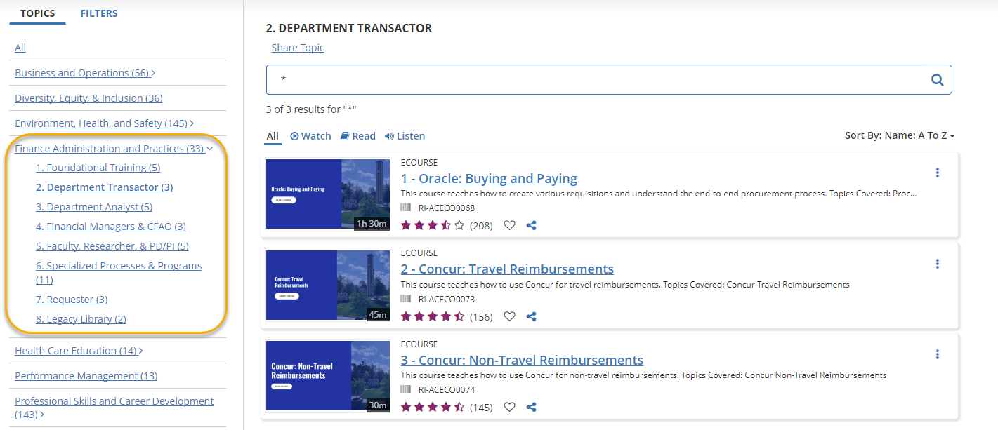 Dept. Transactor Learning Path in UC Learning